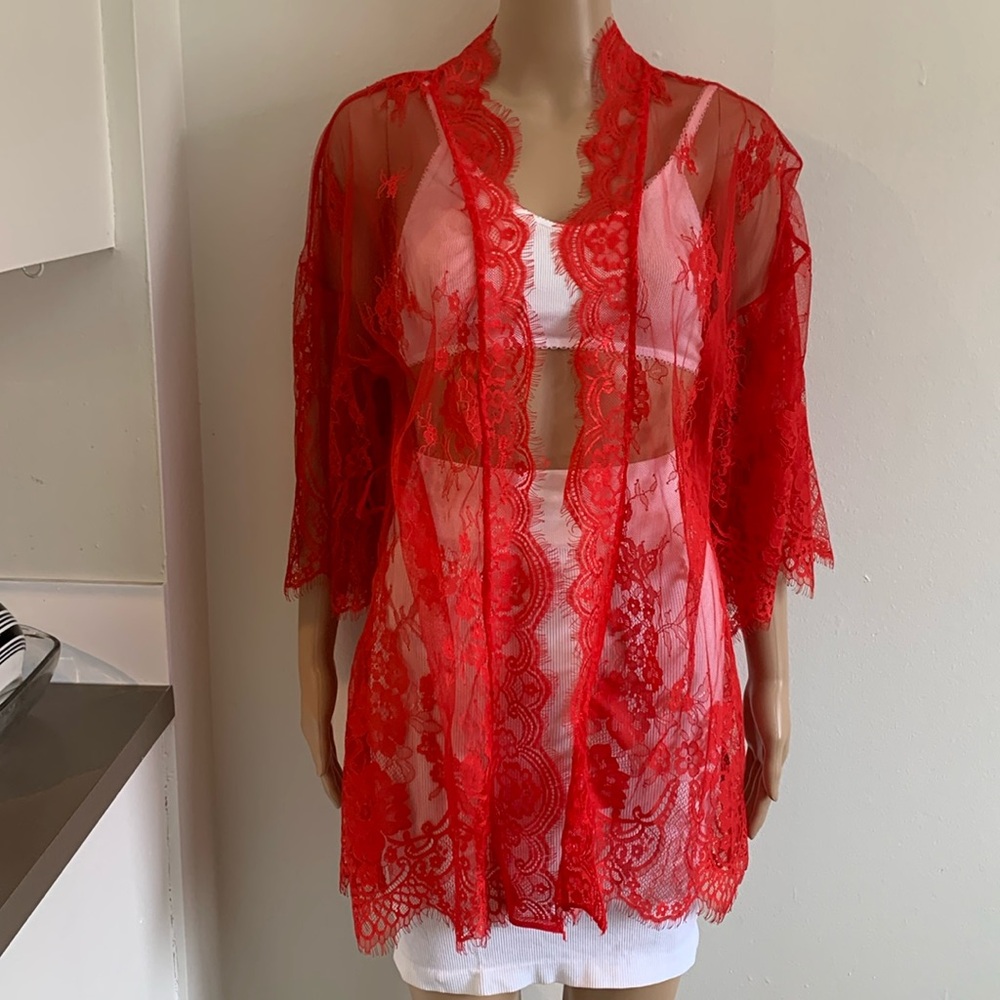 Red lace kimono size :S